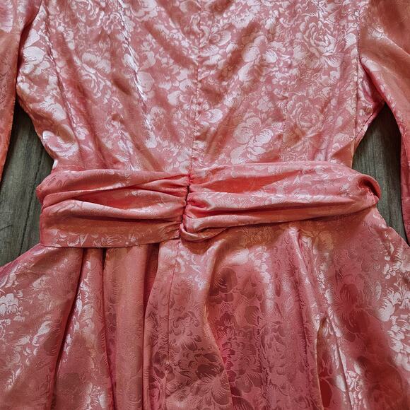 Vita Grace Pink Puff Sleeve Belted Mini Dress Women’s M Asymmetrical Hem Chic - Picture 9 of 14